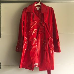 Red Patent Waterproof Trench coat